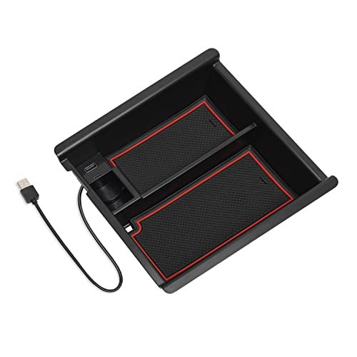 CarQiWireless Center Console Organizer with USB Port for Toyota Tacoma Accessories 2023 2022 2021 2020 2019 2018 2017 2016,3rd Gen TRD Offroad Upgrades Mods Interior Para Organizador Coin Insert Tray Truck Box - Image 1