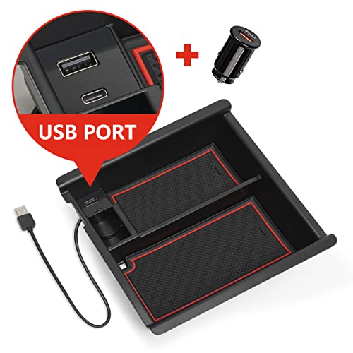 CarQiWireless Center Console Organizer with USB Port for Toyota Tacoma Accessories 2023 2022 2021 2020 2019 2018 2017 2016,3rd Gen TRD Offroad Upgrades Mods Interior Para Organizador Coin Insert Tray Truck Box - Image 2
