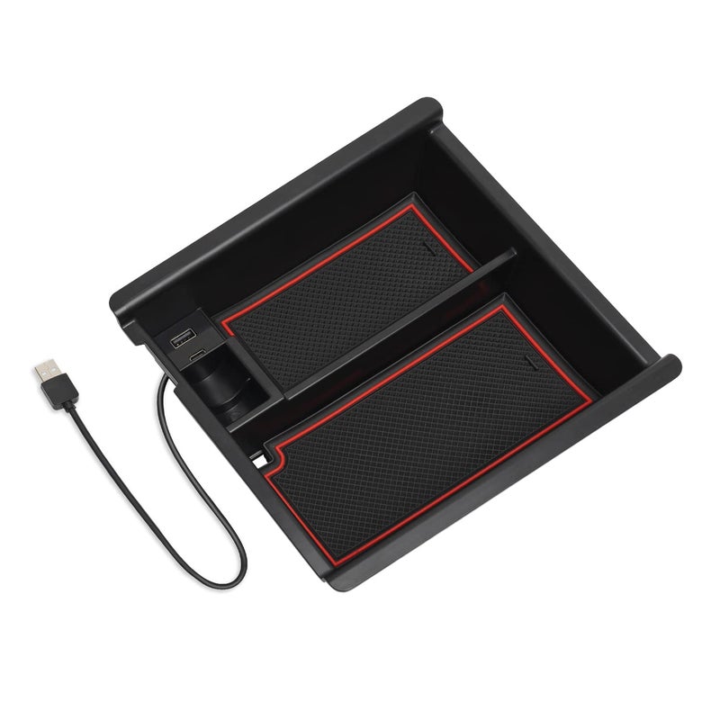 CarQiWireless Center Console Organizer with USB Port for Toyota Tacoma Accessories 2023 2022 2021 2020 2019 2018 2017 2016,3rd Gen TRD Offroad Upgrades Mods Interior Para Organizador Coin Insert Tray Truck Box - Image 3