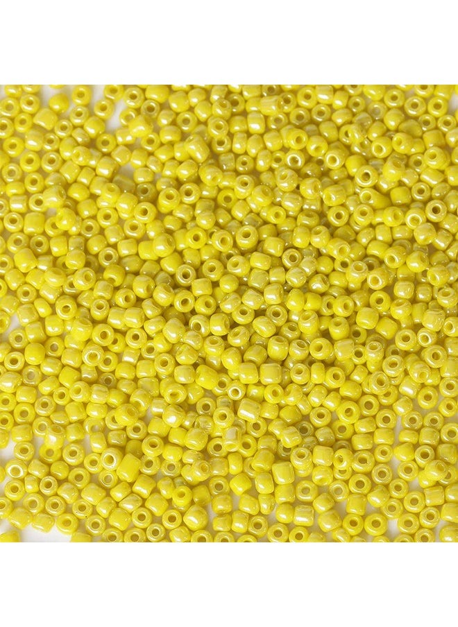 Tibaoffy - Size 6/0 Crafts Glass Seed Beads 4Mm Yellow Bright Beads For Jewelry Making (Total About 100G About 1200Pcs) - Image 1