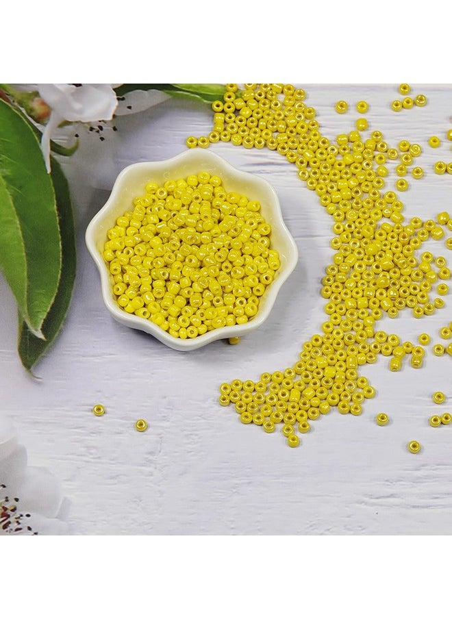 Tibaoffy - Size 6/0 Crafts Glass Seed Beads 4Mm Yellow Bright Beads For Jewelry Making (Total About 100G About 1200Pcs) - Image 1