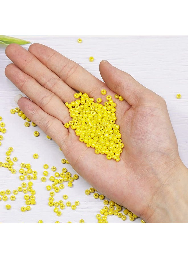 Tibaoffy - Size 6/0 Crafts Glass Seed Beads 4Mm Yellow Bright Beads For Jewelry Making (Total About 100G About 1200Pcs) - Image 1