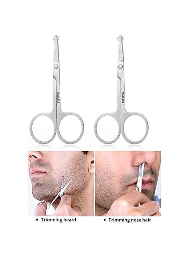 BWSJ Small Curved Nose Hair Scissors with Safety Rounded Ti for Grooming and Trimming eyebrows Eyelashes Facial Hair and Nails  Set of 2 - Image 2