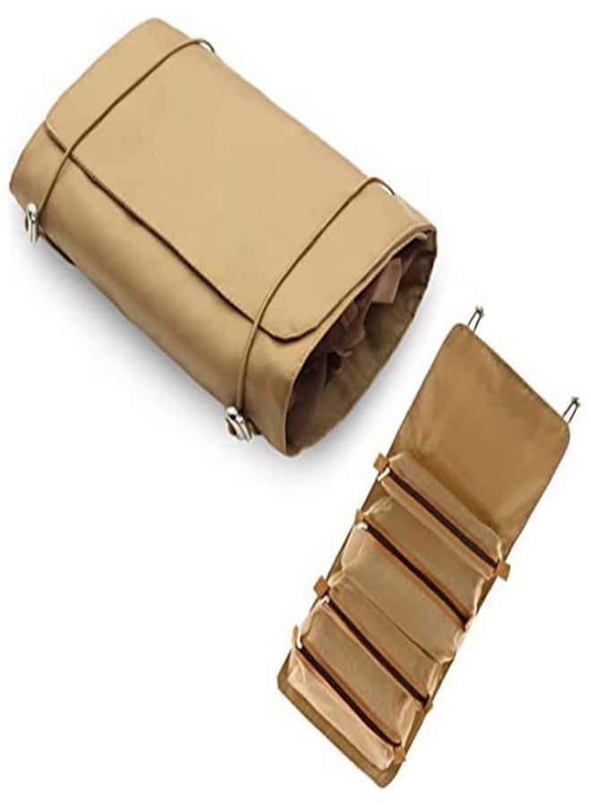 Gnanex حقيبة سفر مستحضرات التجميل من غنانكس، حقيبة سفر مكياج نسائية، حقيبة مستحضرات تجميل جلدية محمولة، حقائب تخزين مكياج بمقبض وفاصل، حقائب تنظيم المكياج (كريمي) - Image 1