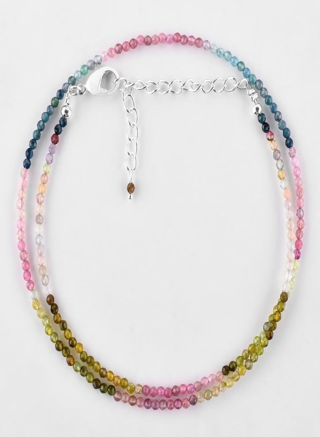 يانارا قلادة يانارا متعددة الأحجار الكريمة للنساء، سلسلة عصرية، خرز من الأحجار الكريمة، كريستالات شاكرا حقيقية، مجوهرات مصنوعة يدويًا مطلية بالفضة، سلسلة قابلة للتعديل بطول 18 بوصة، هدية مثالية لها - Image 2