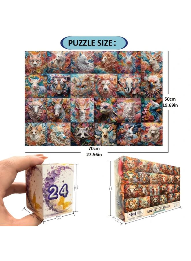 1008 قطعة تقويم مجسم للحيوانات لغز أحجية 24 يومًا أحجية ورقية لتزيين المنزل هدايا - Image 4
