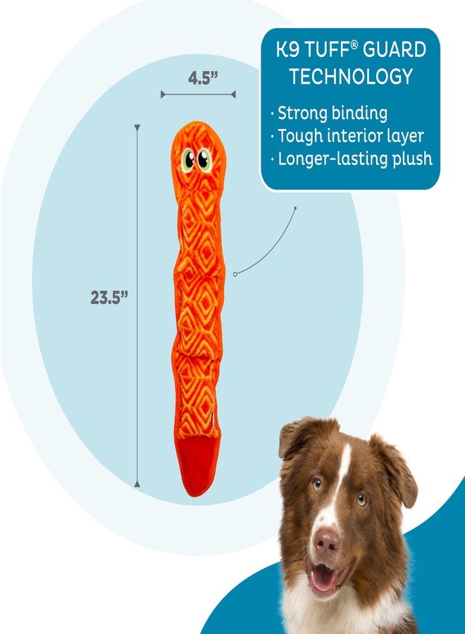 Outward Hound Durablez Stuffing-Free Squeaky Interactive Dog Toy, Tough Plush, Snake, Pink, Large - Image 3