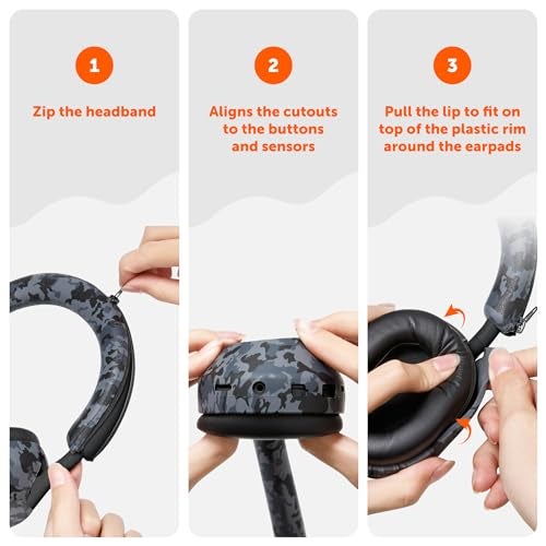WC ShellZ XM5 - Protective Headphone Exterior Shell & Headband Covers for Sony WH1000XM5 Made by Wicked Cushions | Made with Premium Silicone | Black Camo - Image 4