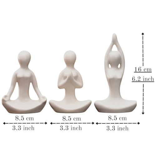 ascension Pack of 3 Yoga Girl Statue Ceramic Meditating Thinker Sculpture Decorative Yoga Showpiece for Gifting Living Room House Warming Anniversary Birthday Office & Home Decoration - Image 5