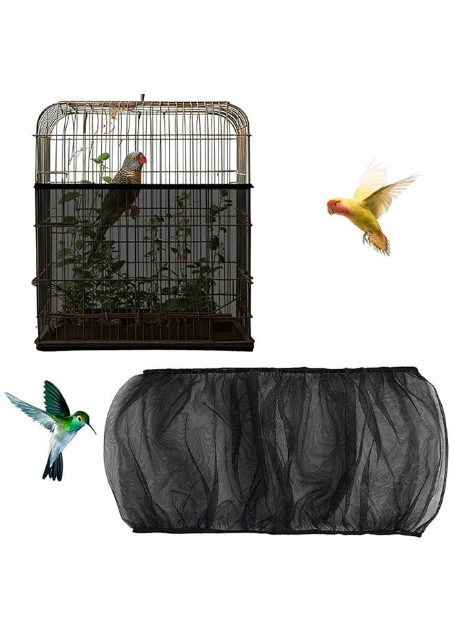 Generic Birdcage Cover Net, Adjustable Bird Cage Seed Catcher, Gauze Bird Cage Cover, Prevent Scatter and Mess, Birdcage Accessories Mesh Net Cover for Parrot Lovebirds Finches, Black  - Image 1