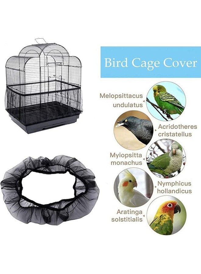 Generic Birdcage Cover Net, Adjustable Bird Cage Seed Catcher, Gauze Bird Cage Cover, Prevent Scatter and Mess, Birdcage Accessories Mesh Net Cover for Parrot Lovebirds Finches, Black  - Image 2