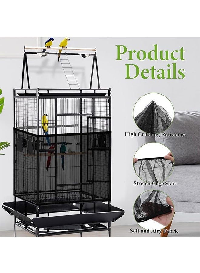 Generic Birdcage Cover Net, Adjustable Bird Cage Seed Catcher, Gauze Bird Cage Cover, Prevent Scatter and Mess, Birdcage Accessories Mesh Net Cover for Parrot Lovebirds Finches, Black  - Image 5