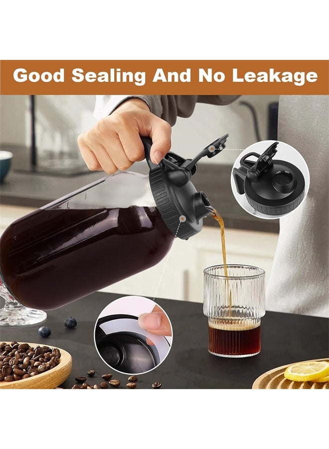 هومستر صانع القهوة الباردة، 64 أوقية واسعة فم ماسون جرة البكر مع فلتر الفولاذ المقاوم للصدأ، صب مقبض مقبض الغطاء، الزجاج الثقيل المثبت الهواء، البكر ضد التسرب للقهوة المجلدة، ليموناد الشاي - Image 3