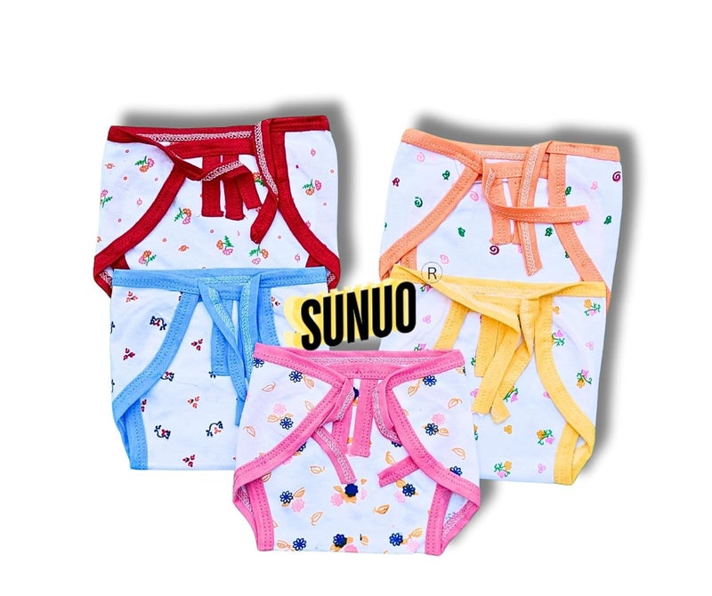SUNUO Washable Reusable Multicolour Hosiery Cotton Diapers,Nappy,Langot For New Born Baby (0-6 Months) (ET), 10 count - Image 3