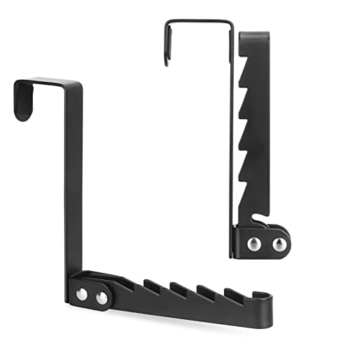 FYY Over the Door Hooks Hanger 1 Pack Collapsible Folding Over The Door Organizer Rack Space Saving Hanging Storage Hanger for Clothes Coats Towels for Bedroom Bathroom Black - Image 1