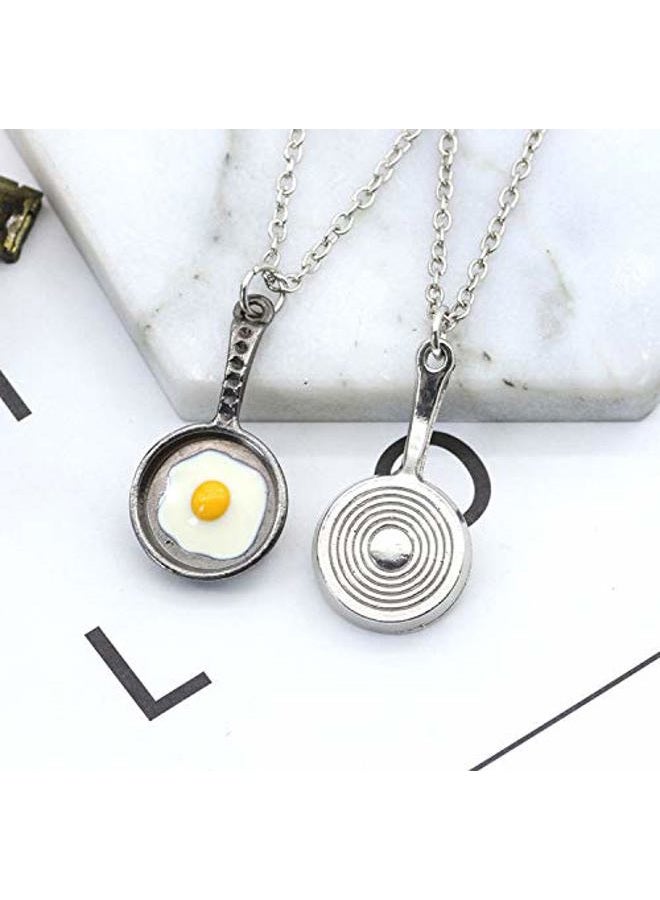 RUIZHEN Innovative 3D Fried Egg Pan Charm Pendant Necklace - Image 2