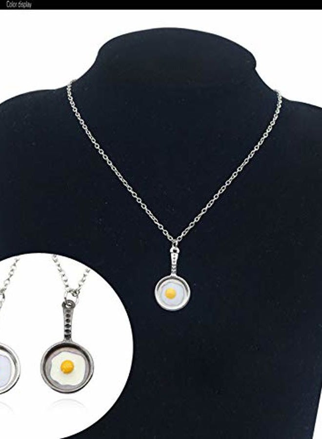 RUIZHEN Innovative 3D Fried Egg Pan Charm Pendant Necklace - Image 3