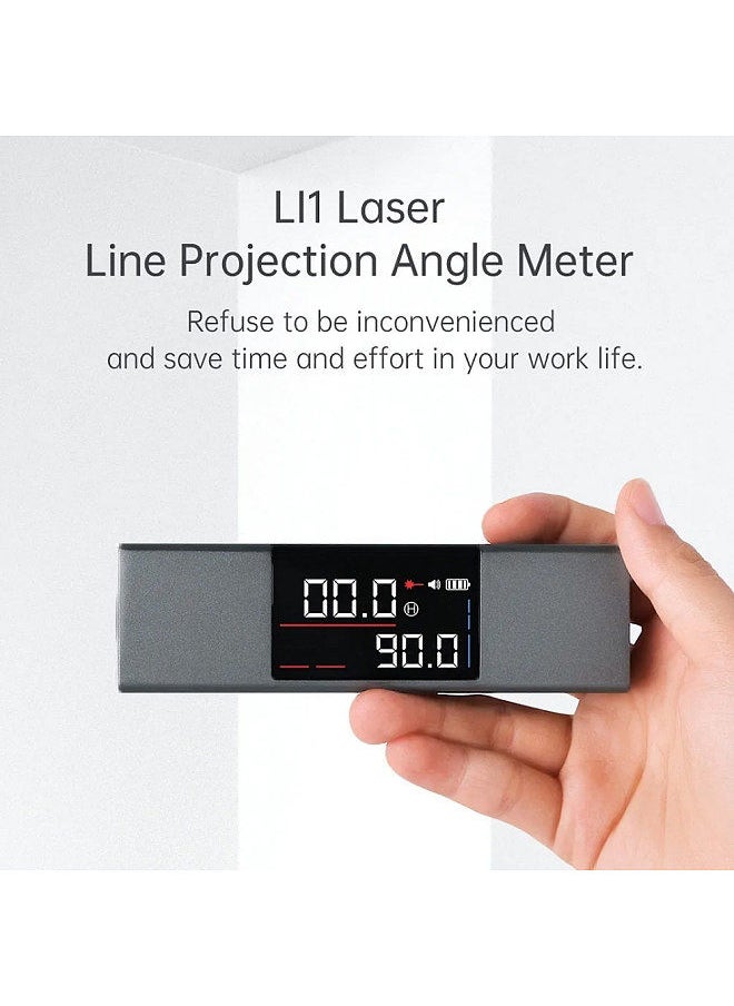 DUKA LI1 Digital Angle Finder Laser Protractor Rechargeable Level and Bevel Gauge Inclinometer 360° Cast/Dual LED Screen/Bilateral Laser Line