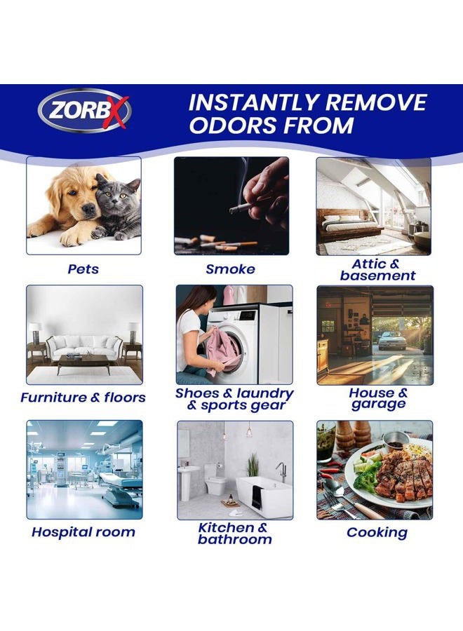 ZORBX Unscented Odor Eliminator for Strong Odor 16 Oz + 7.5 Oz + 2 Oz - Used in Hospitals & Healthcare Facilities - Advanced Formula, Fast-Acting Odor Remover Spray for Dog, Cat, House & Carpet - Image 3