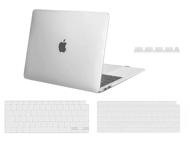 Midkart Hard Shell Plastic Case Cover Compatible with MacBook Air 13 Inch with Touch ID (Model M1 A2337 / A1932 / A2179, Release 2021-2018) with Key Guard & Dust Plugs, Crystal Clear Transparent - Image 1