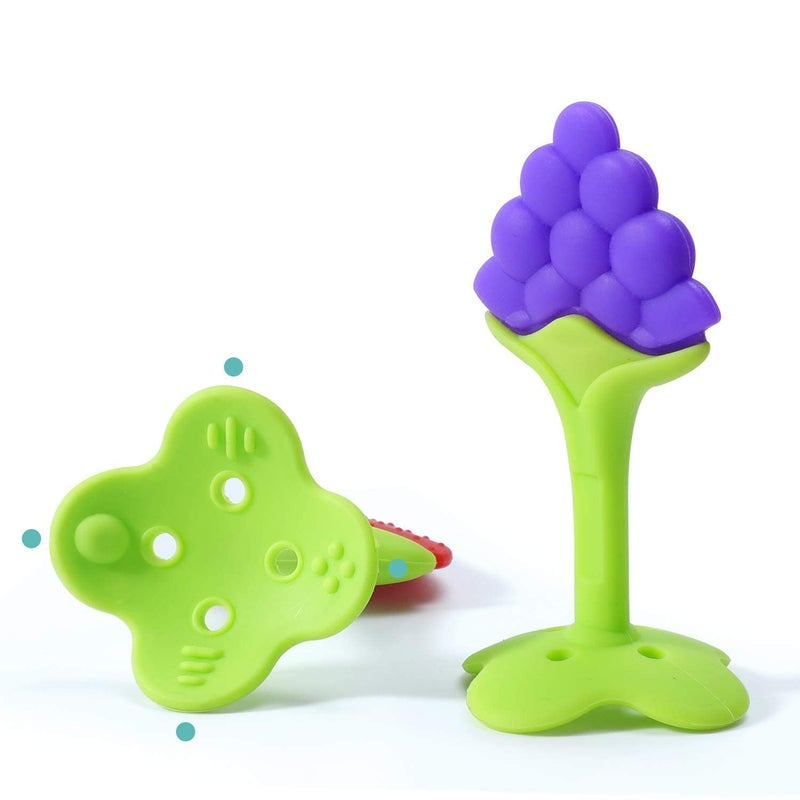 Alya Infant The Cheeky Kidzz Baby Soft Silicone Fruit Shaped Teether And Multi-Functional Smart Medicine Dropper Teether With Protective Travel Case (Design 7004) - Image 3