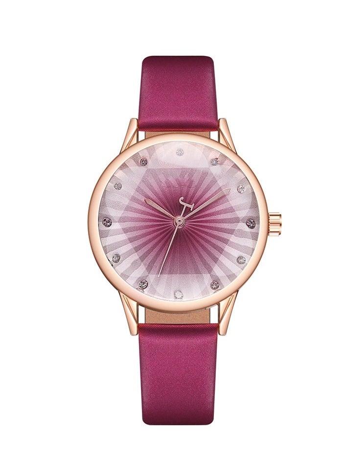 Generic Fashion Diamond Women's Quartz Watch Diamond Student Belt Watch (Barbie Pink)  - Image 1