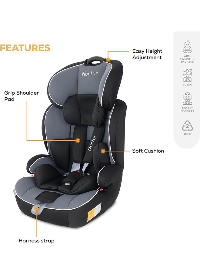 Nurtur Ragnar Baby/Kids 3-In-1 Car Seat + Booster Seat - Adjustable Headrest - Extra Protection - 5-Point Safety Harness - 9 Months To 12 Years  - Image 3