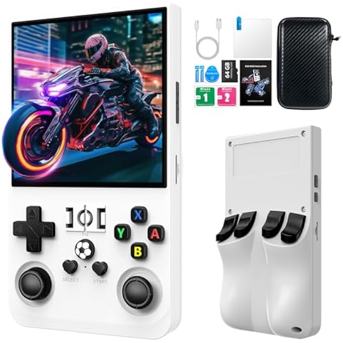 2025 NEW R36MAX RETRO HANDHELD GAME CONSOLE, 4.0 INCH IPS SCREEN RETRO GAMING CONSOLE, LINUX SYSTEM, 4000MAH BATTERY PORTABLE POCKET MINI ARCADE, BUILT-IN 64G, WHITE - Image 1
