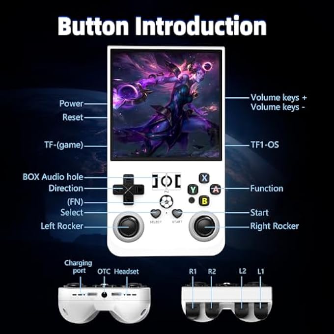 2025 NEW R36MAX RETRO HANDHELD GAME CONSOLE, 4.0 INCH IPS SCREEN RETRO GAMING CONSOLE, LINUX SYSTEM, 4000MAH BATTERY PORTABLE POCKET MINI ARCADE, BUILT-IN 64G, WHITE - Image 4