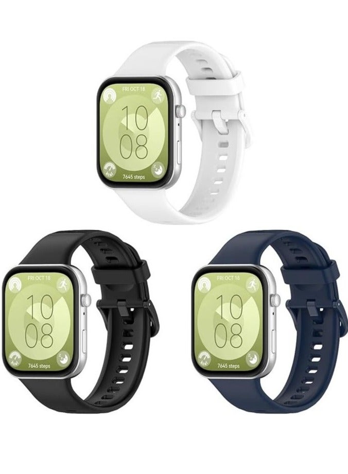 HablTech 3 Pcs Strap for Huawei Watch Fit 5/Fit 5 Pro/ Fit 3/Fit 4/Fit 4 Pro, Silicone Watchband Replacement Bracelet - Image 1