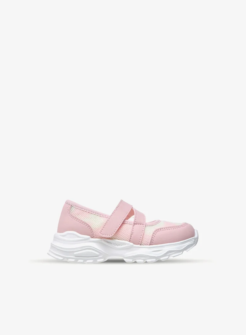 Flora Bella By Shoexpress Textured Mary Jane Shoes with Hook and Loop Closure