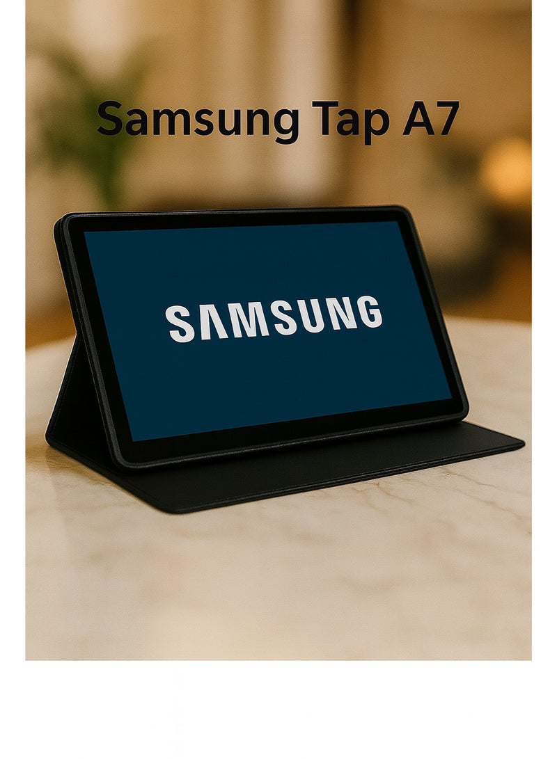 جراب جلد سامسونج تاب A7 ‎T505‎ تاب المدارس – جراب أنيق بحماية كاملة وإمكانية الطي كستاند – اللون الأسود - Image 1