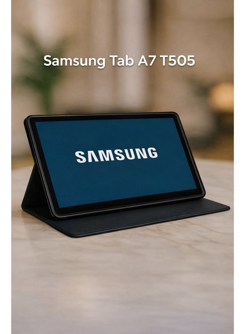 جراب جلد سامسونج تاب A7 ‎T505  – جراب أنيق بحماية كاملة وإمكانية الطي كستاند – اللون الأسود - Image 1