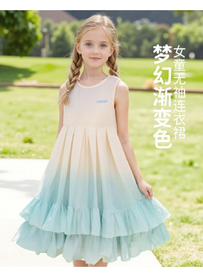 Bumblebee Girls' Dresses 2025 Summer New Collection, Mid-size Kids' Summer Sleeveless Dresses, Gradient Color Princess Dresses For Girls - Image 1