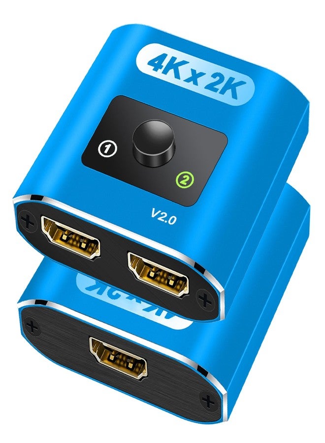 موزع HDMI بدقة 4K@60Hz، محول HDMI ثنائي الاتجاه، موزع HDMI من الألومنيوم 2 مدخل 1 مخرج / 1 مدخل 2 مخرج، محول HDMI، يدعم 3D 1080P، مناسب لأجهزة التلفزيون الذكية، وأجهزة الكمبيوتر المحمولة، وأجهزة PS3/4/5، ومشغلات DVD، أزرق (الكابل غير مرفق) - Image 1