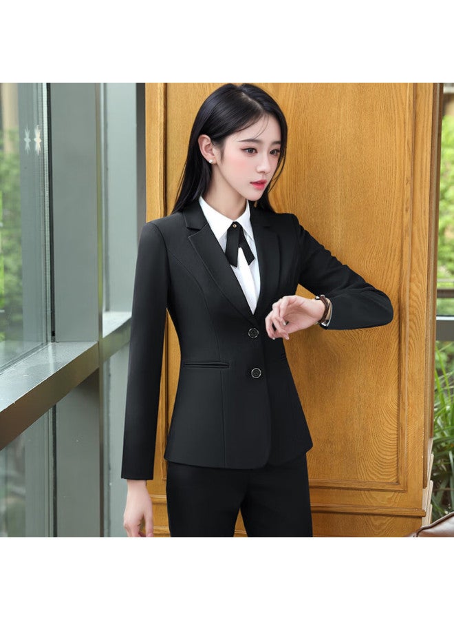 Teluoman Wrinkle-resistant Non-iron Double-on Women's Suit Set Long Sleeve Professional Interview Formal Workwear Two-piece Set - Image 2