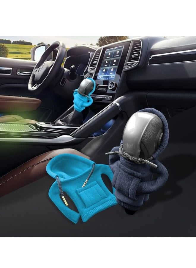 Sweatshirt Auto Gear Shift Knob Cover, Car Shifter Hoodie Gear Shift, Lever Knob Cover Car Interior Decoration for Most Vehicles (2pcs, 2 Colors) - Image 2