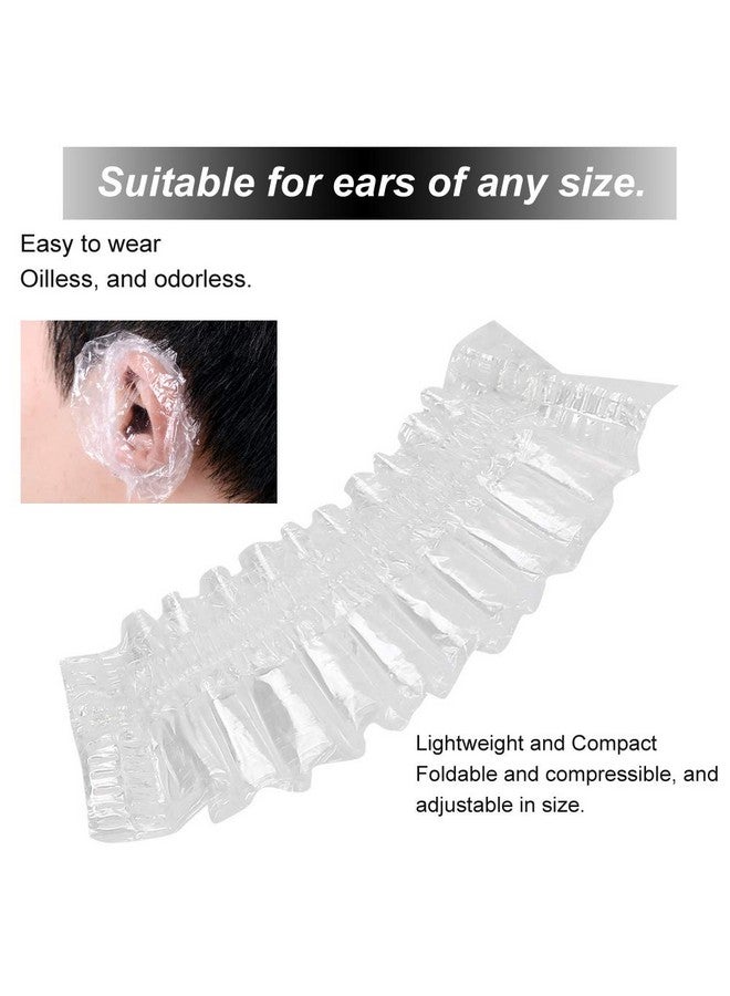 Filfeel 100 Pcs Disposable Ear Covers Elastic Clear Ear Protectors Waterproof Ear Covers For Hair Dye Shower Bathing - Image 4