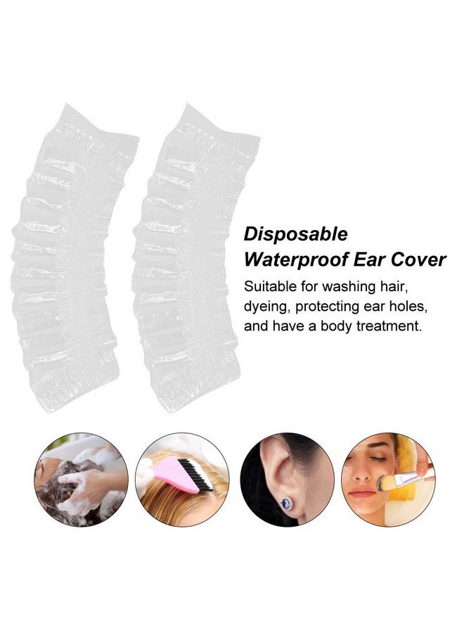 Filfeel 100 Pcs Disposable Ear Covers Elastic Clear Ear Protectors Waterproof Ear Covers For Hair Dye Shower Bathing - Image 5