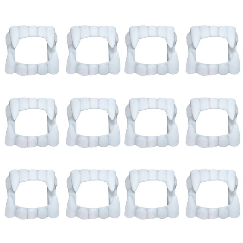 DelightBox 12 Vampire Fangs Plastic Teeth, Werewolf Masquerade Teeth Dress Up Costume Fangs Halloween Cosplay Party Favors for Supplies Masquerade Christmas - Image 3