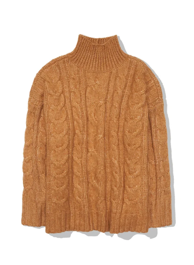 امريكان ايجل AE Cable Knit Mock Neck Sweater