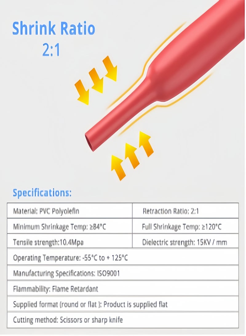 كيفن طقم عازل حراري للأسلاك (شرينك) مكون من 560 قطعة مع صندوق متعدد الألوان كمبيوتر شخصى الحرارة يتقلص الأنابيب ، الكهربائية سلك كابل أنابيب مجموعة يتقلص نسبة 2: 1 ، التغطيه التفاف سلك كابل كيت ل DIY (5 ألوان / 12 أحجام) - Image 4