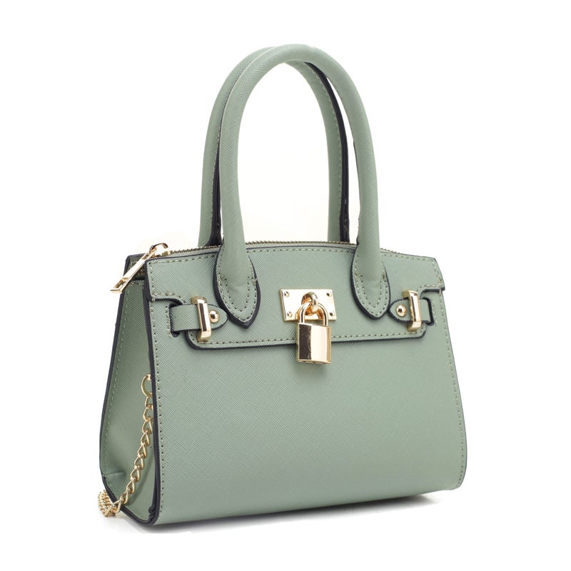 EVVE Women's Evening Bag Party Clutches Mini Satchel Purses Cocktail Prom Handbags with Chain and Lock | PISTACHIO - Image 1