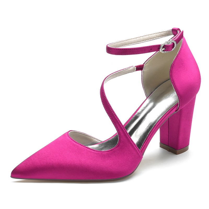 2025 Thick Heel Pointed Toe Strap Wristband Wedding Shoes Bridal Shoes Bridesmaid Shoes 212014-102 - Image 1