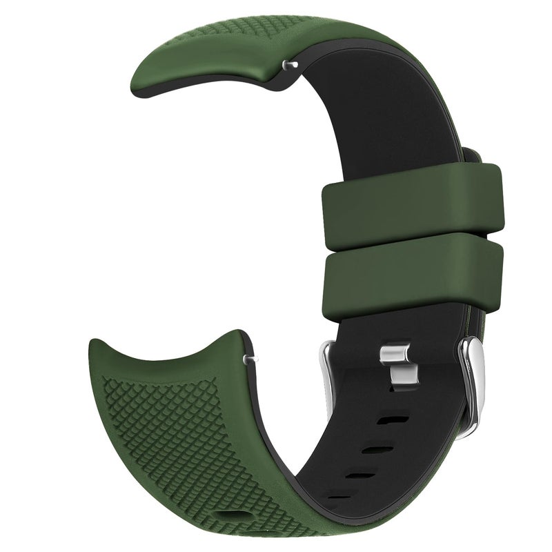 Fullmosa 20mm Rubber Watch Bands No Gaps Compatible for Samsung Galaxy Watch FE 7 6 5 4 40mm 44mm/6 Classic 43mm 47mm,Active 40mm/Active 2 40mm 44mm,Garmin(Army Green+Black) - Image 1