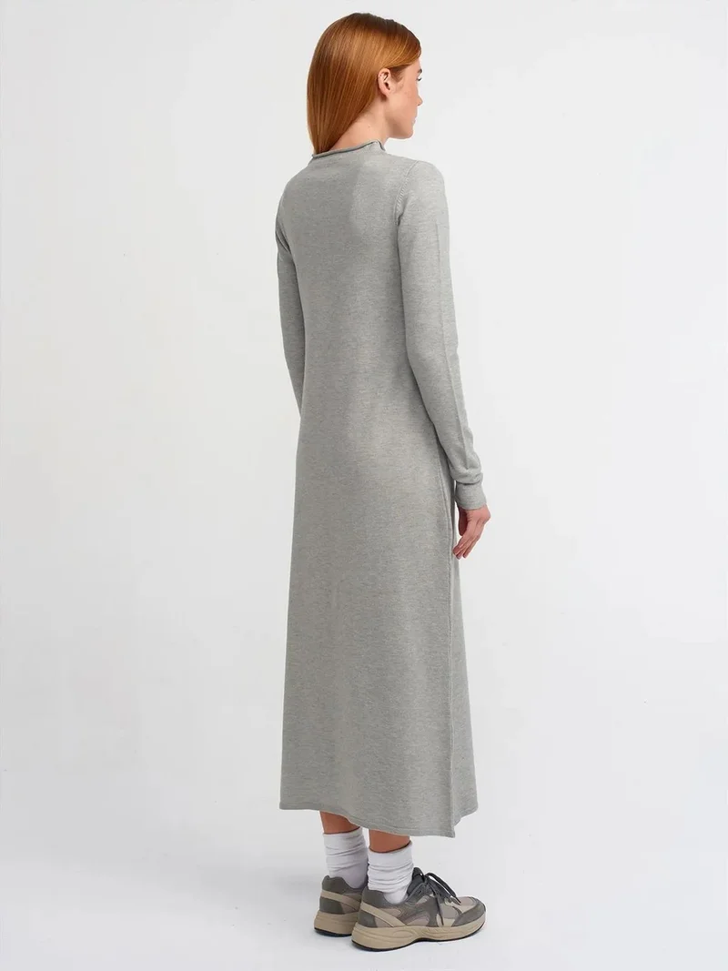 ديلفين DILVIN Ribbed Turtleneck Midi Dress