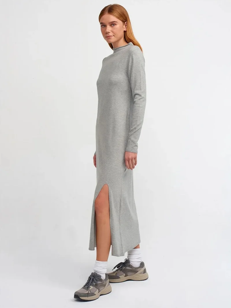 ديلفين DILVIN Ribbed Turtleneck Midi Dress