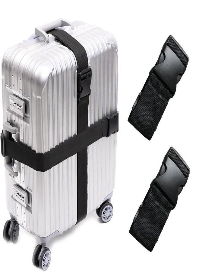 iCONY Luggage Straps for Suitcases 2INCH X6.5FEET with Quick Release Buckle Adjustable, Premium Accessory for Travel Bag Closure Bright Colors 2pack (Black) - Image 1