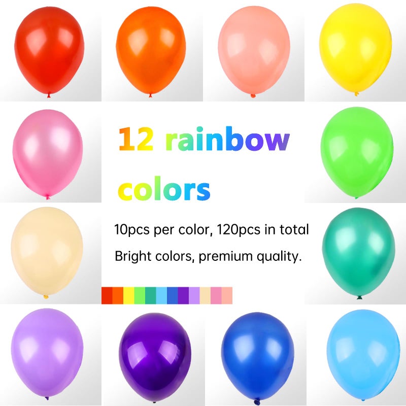 RUBFAC 120 Balloons Assorted Color 12 Inches Rainbow Latex Balloons, 12 Bright Color Party Balloons for Birthday Baby Shower Wedding Party Supplies Arch Garland - Image 2