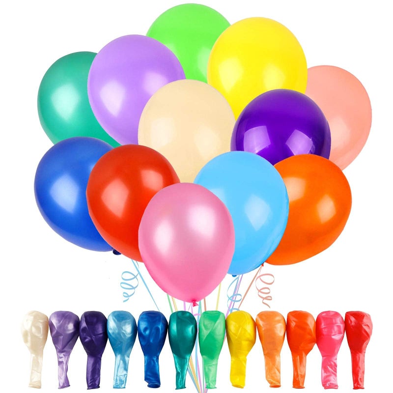 RUBFAC 120 Balloons Assorted Color 12 Inches Rainbow Latex Balloons, 12 Bright Color Party Balloons for Birthday Baby Shower Wedding Party Supplies Arch Garland - Image 1